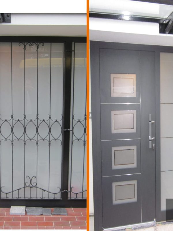 Haustür mit Vordach