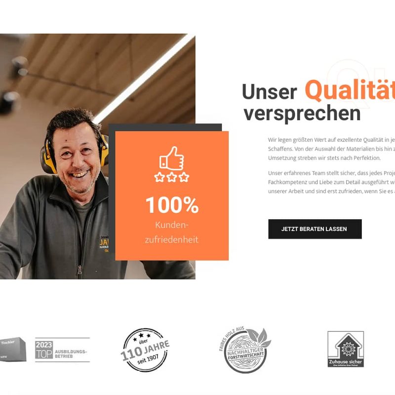 Qualitätsversprechen neue Website