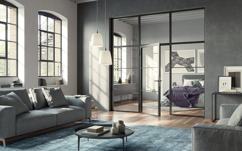 Hoermann-1-flueglige-Drehfluegeltuer-mit-Seitenteilen-und-Oberlicht